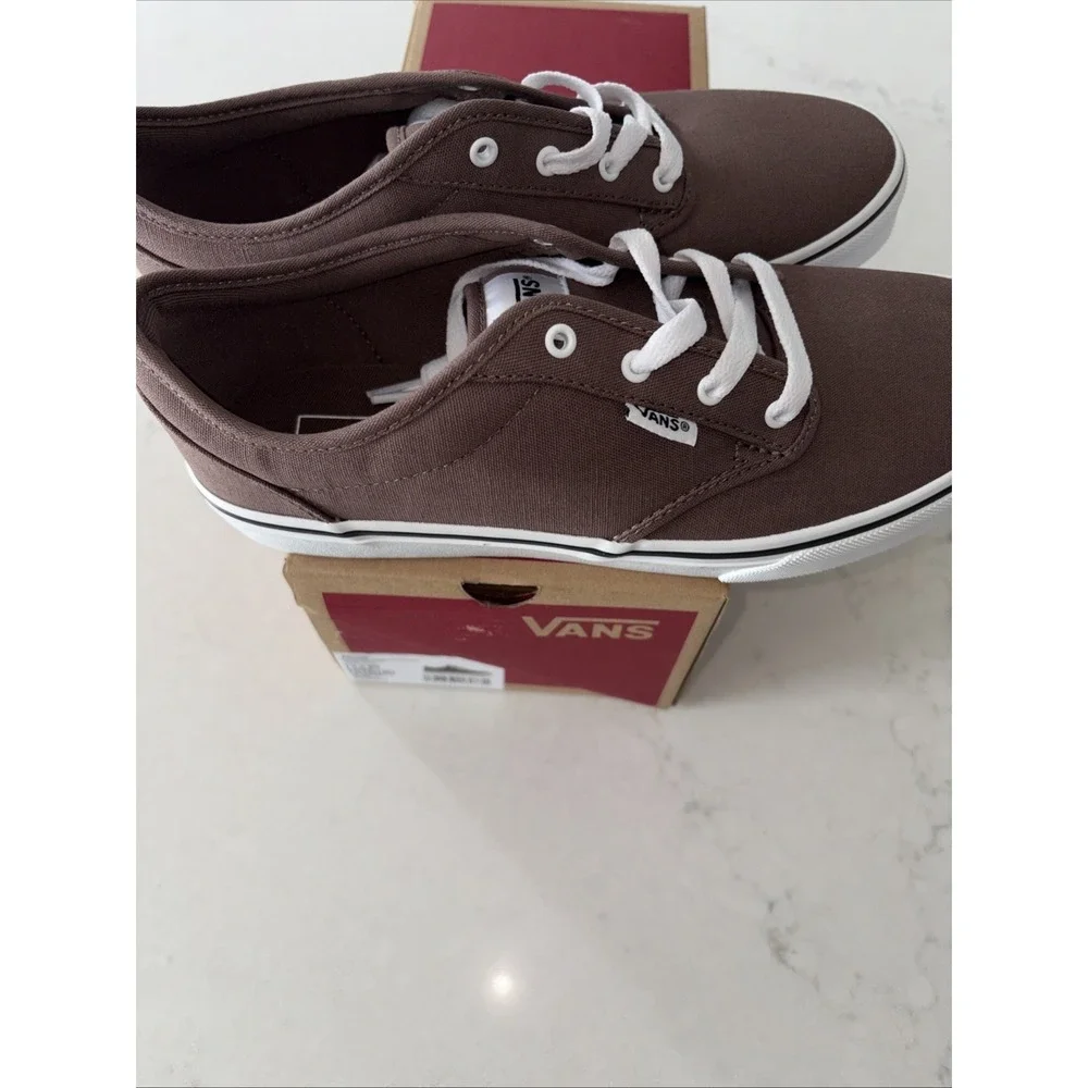 Vans Atwood Deep Taupe Brown Canvas Low Top‎ Boy's 7 Skate Shoes 7Y / 8.5 Womens